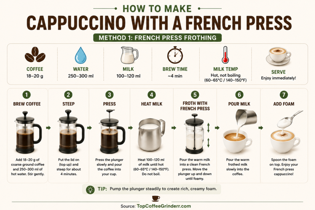 How to Make Cappuccino With a French Press Method 1